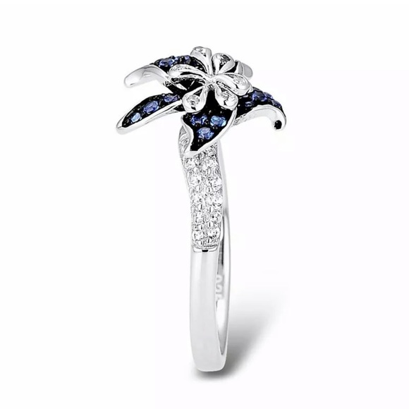 925 Silver Rings White & Blue Sapphire Rings - Picture 4 of 7